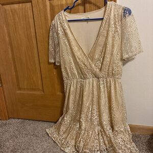 Stunning Cream Sequin Midi Dress